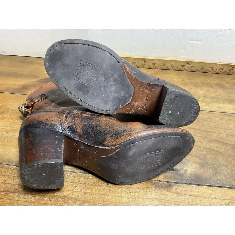 FRYE Boots Lucinda Short Brown Leather Bootie Size 7
